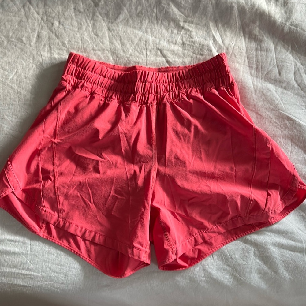 Lululemon Track That High-Rise Lined Short 5" • Pale Raspberry • Size 8